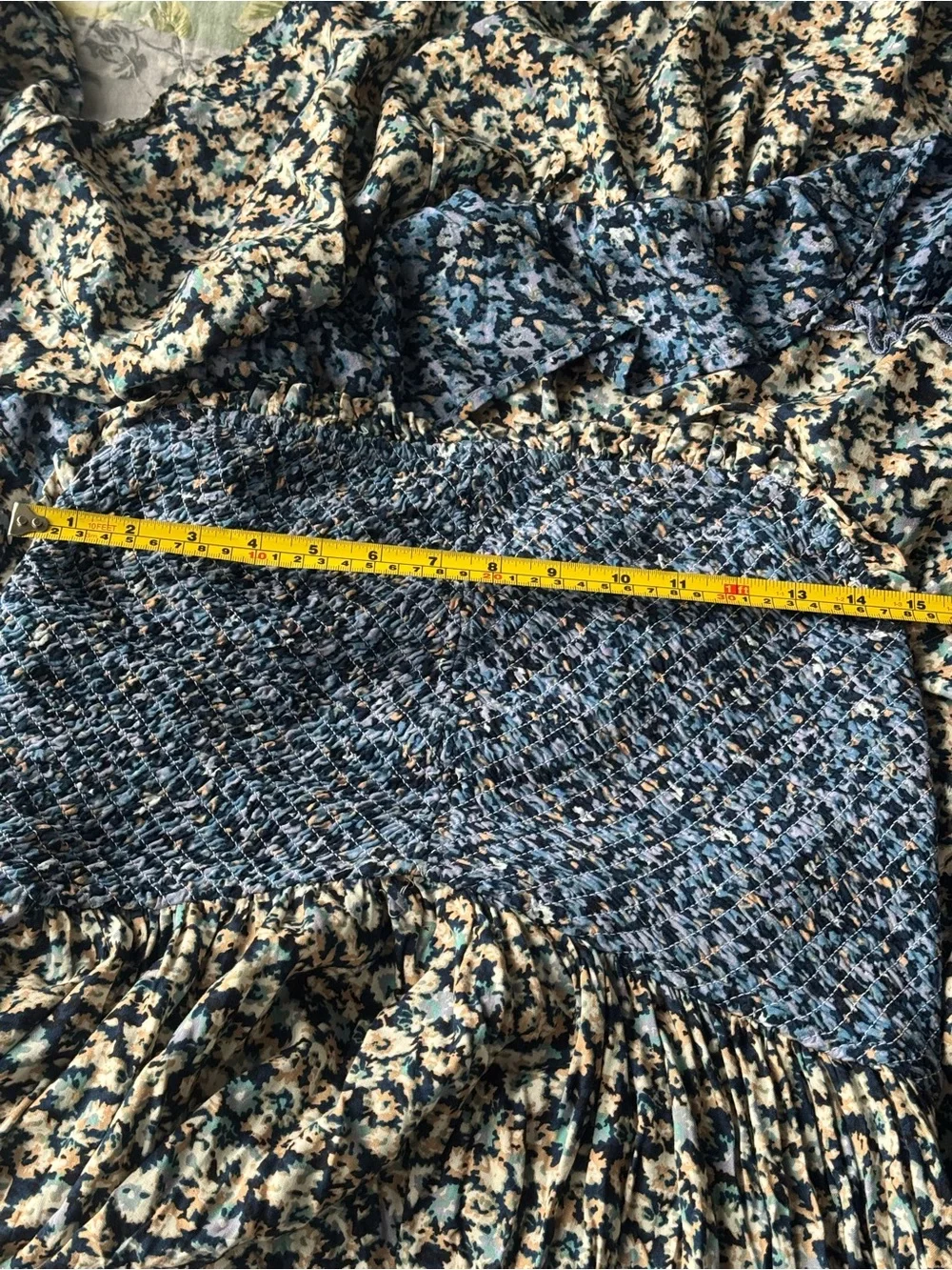 NWT Free People One I Love Floral Smocked Maxi Dress Denim, size Medium